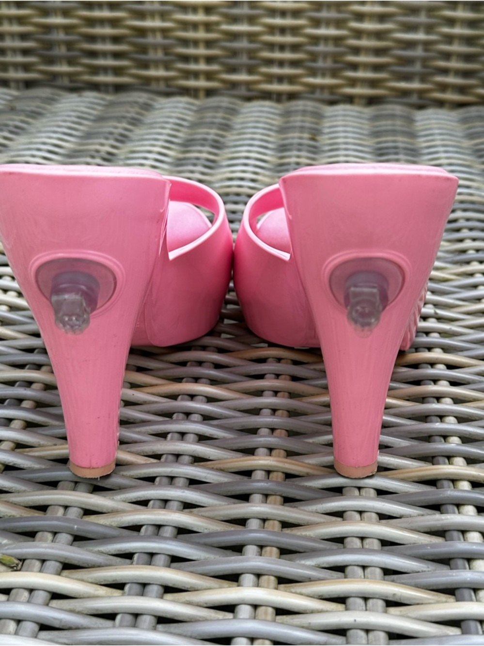 Melissa + Jeremy Scott Pink Barbie Shoes 6 37 Blowup Heels Slides Sandals - Picture 6 of 14